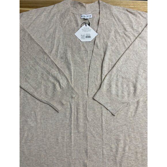 Ava & Viv Womens Neutral Beige Oatmeal Color Open-Front Cardigan Plus Size 3X - Picture 13 of 14